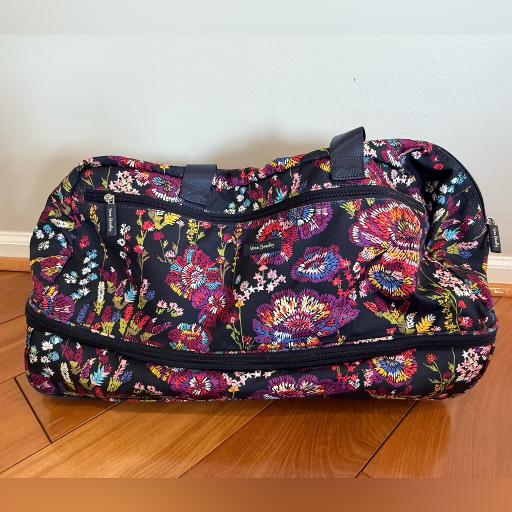 Vera Bradley Black Travel Rolling Bag with Floral Design
